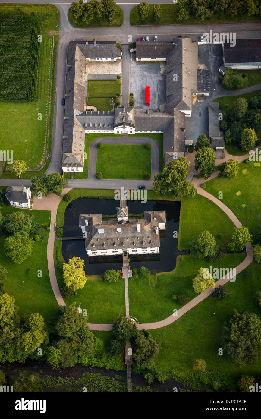 Aerial photo, Laer Castle on the Henne River, Meschede, Sauerland, North Rhine-Westphalia, Germany Stock Photo