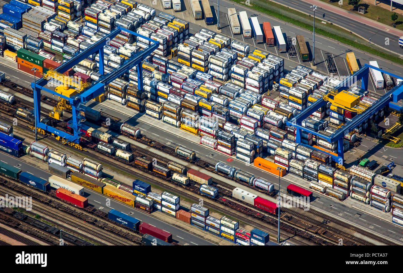 KTL Kombi-Terminal Ludwigshafen, Container Terminal, Logistics, Container Handling, Containers, Chemical Containers, Ludwigshafen am Rhein, Rhineland-Palatinate, Germany Stock Photo