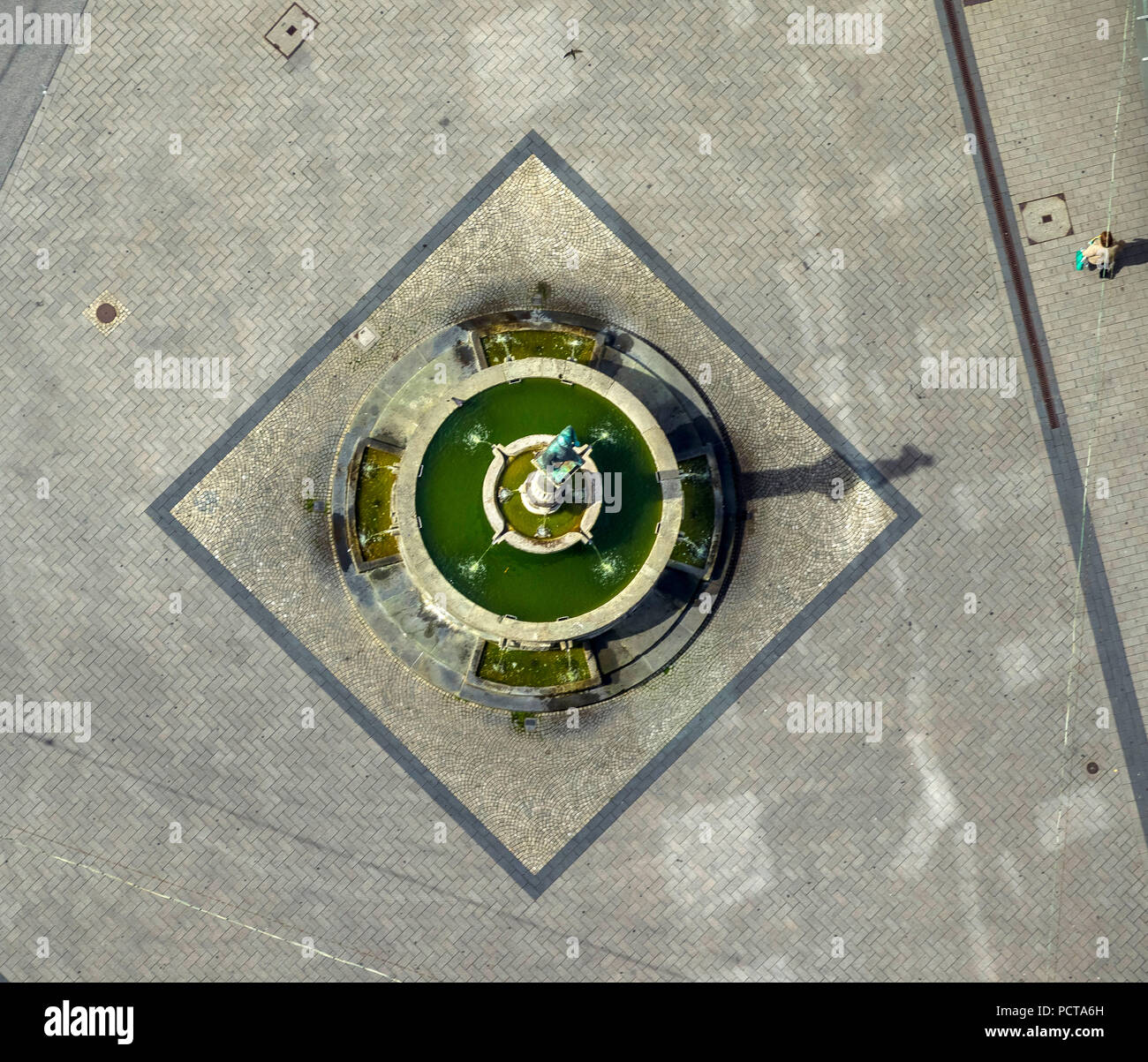 Bernhardbrunnen (fountain), aerial photo, Lippstadt, East Westphalia, North Rhine-Westphalia, Germany Stock Photo