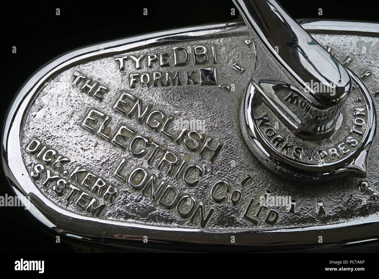 English Electric Dick Kerr System for tramways - driver control handle, on Lisbon tram Stock Photo