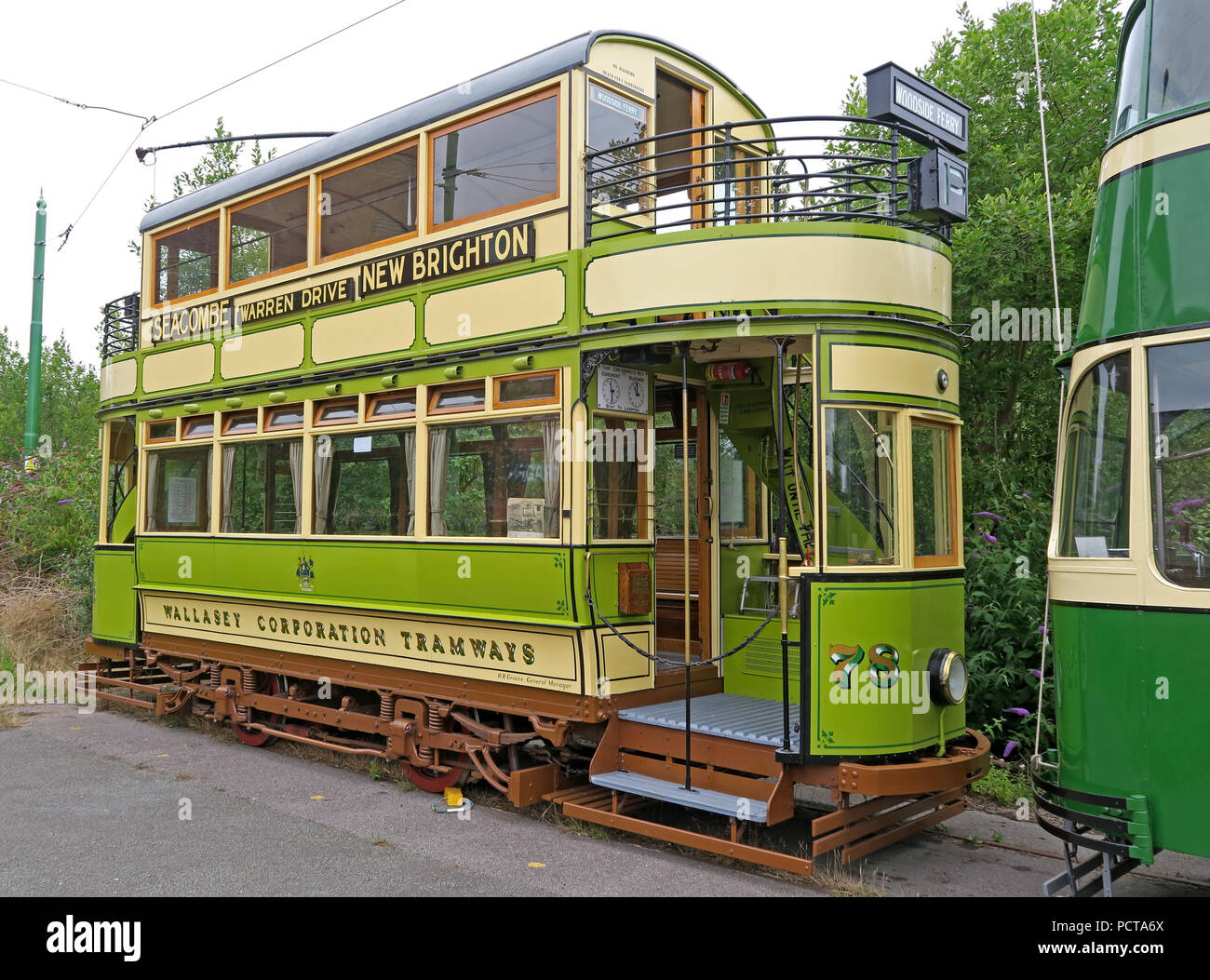 Wirral public Tram, Green Cream, Merseyside, North West England, UK Stock Photo