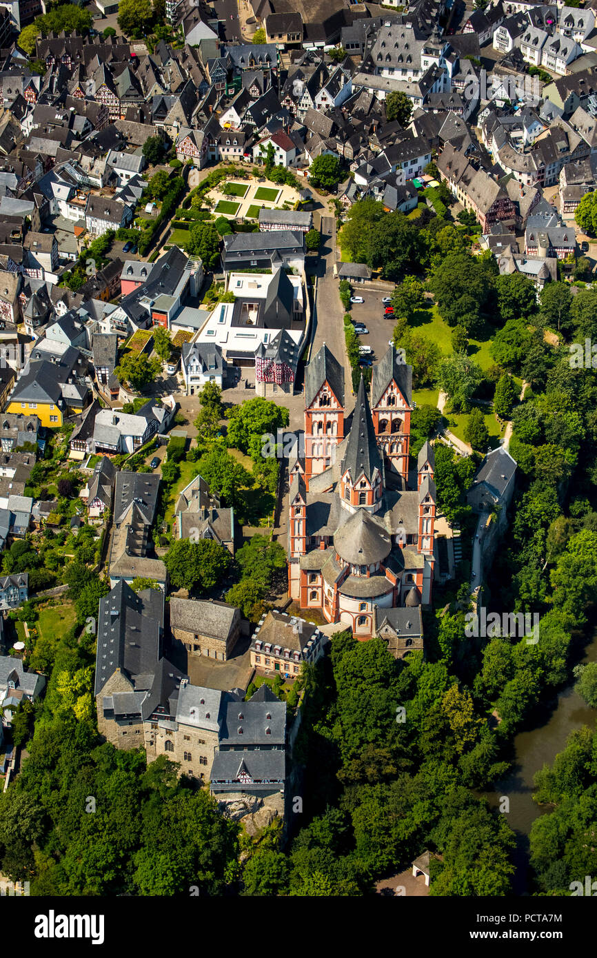 Aerial photo, Limburg Castle, Limburg Cathedral, old town of Limburg, Limburg an der Lahn, district town of Limburg-Weilburg (district), Hesse, Germany Stock Photo