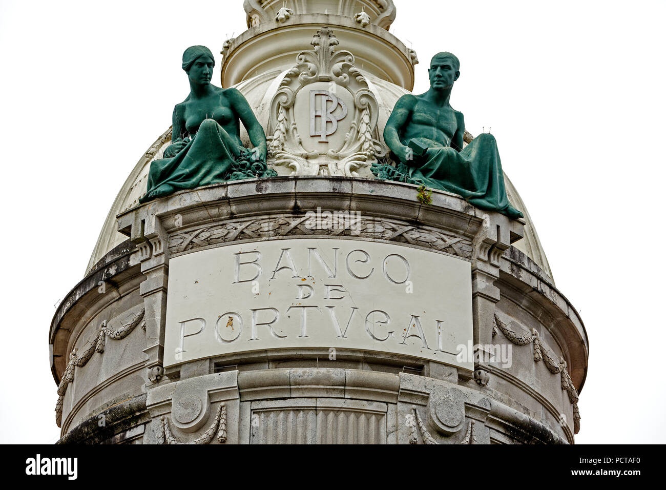 Banco Portugal facade, bank building, crisis symbol, Braga, Braga district, Portugal, Europe Stock Photo