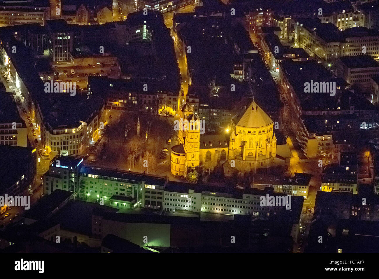 Aerial photo, Catholic parish of St. Aposteln, Cologne, Rhineland, Cologne, North Rhine-Westphalia, Germany, Europe Stock Photo