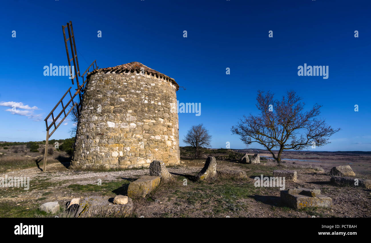 Old wheat mill made of stone, built in the XVII century and abandoned in the XIX century Stock Photo