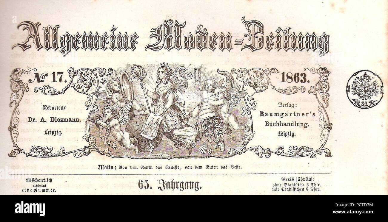 Allgemeine Moden-Zeitung, Kopf 1863. Stock Photo