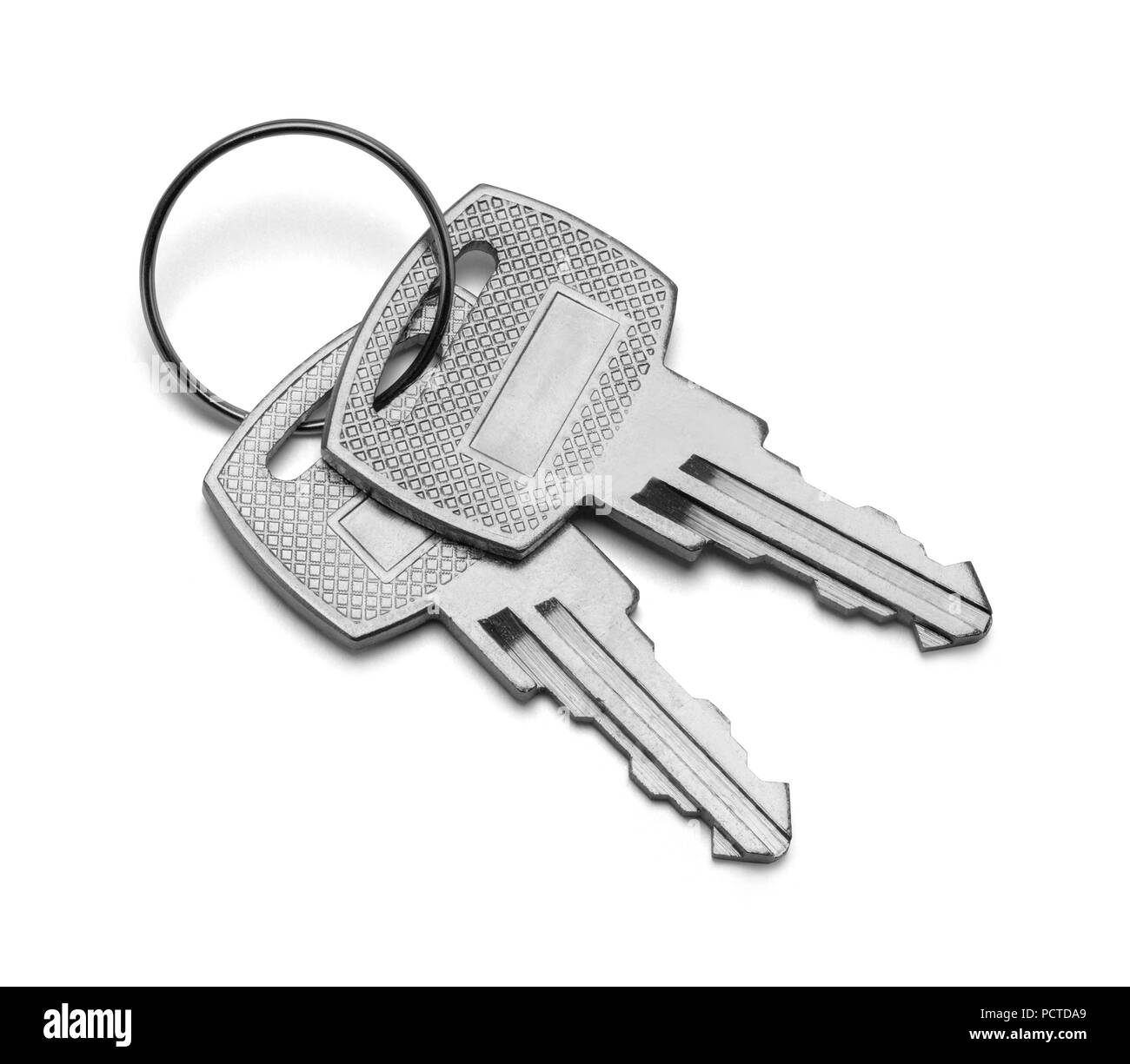 Two Small Lock Keys Isolated on a White Background Stock Photo Alamy