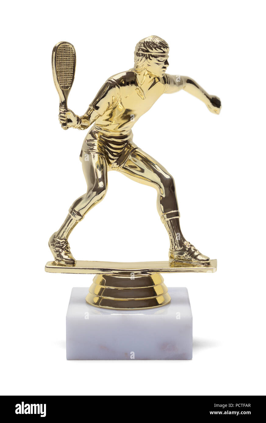 Gold Tennis Tropy Isolated on a White Background. Stock Photo