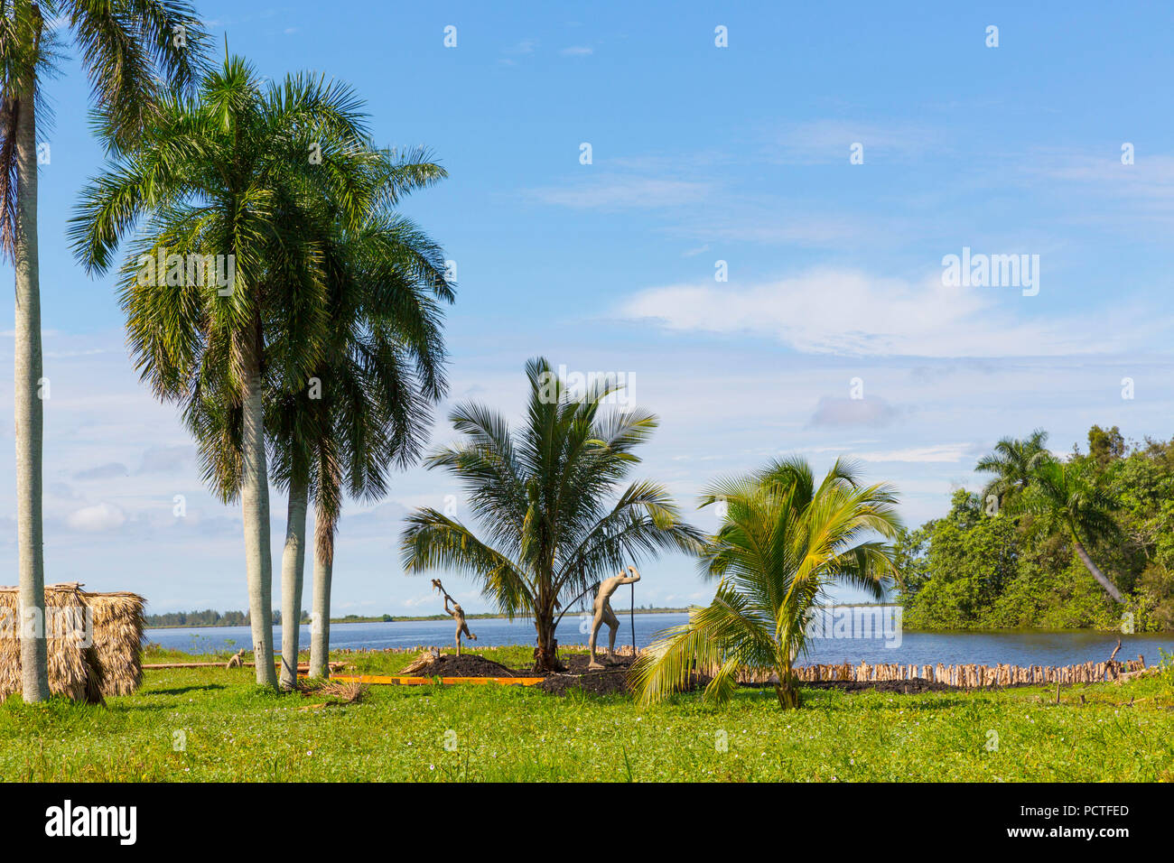 Bronze Figures, reconstructed Taino Indian Village, Hotel Island Guamá
