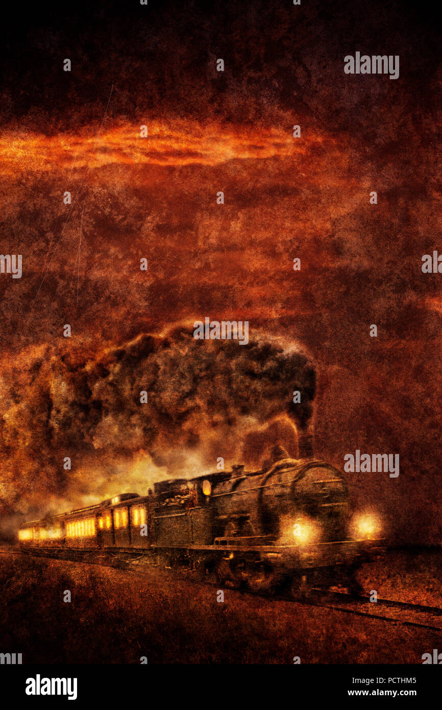 Train, steam locomotive, retouched, RailArt, photography, [M] Stock Photo