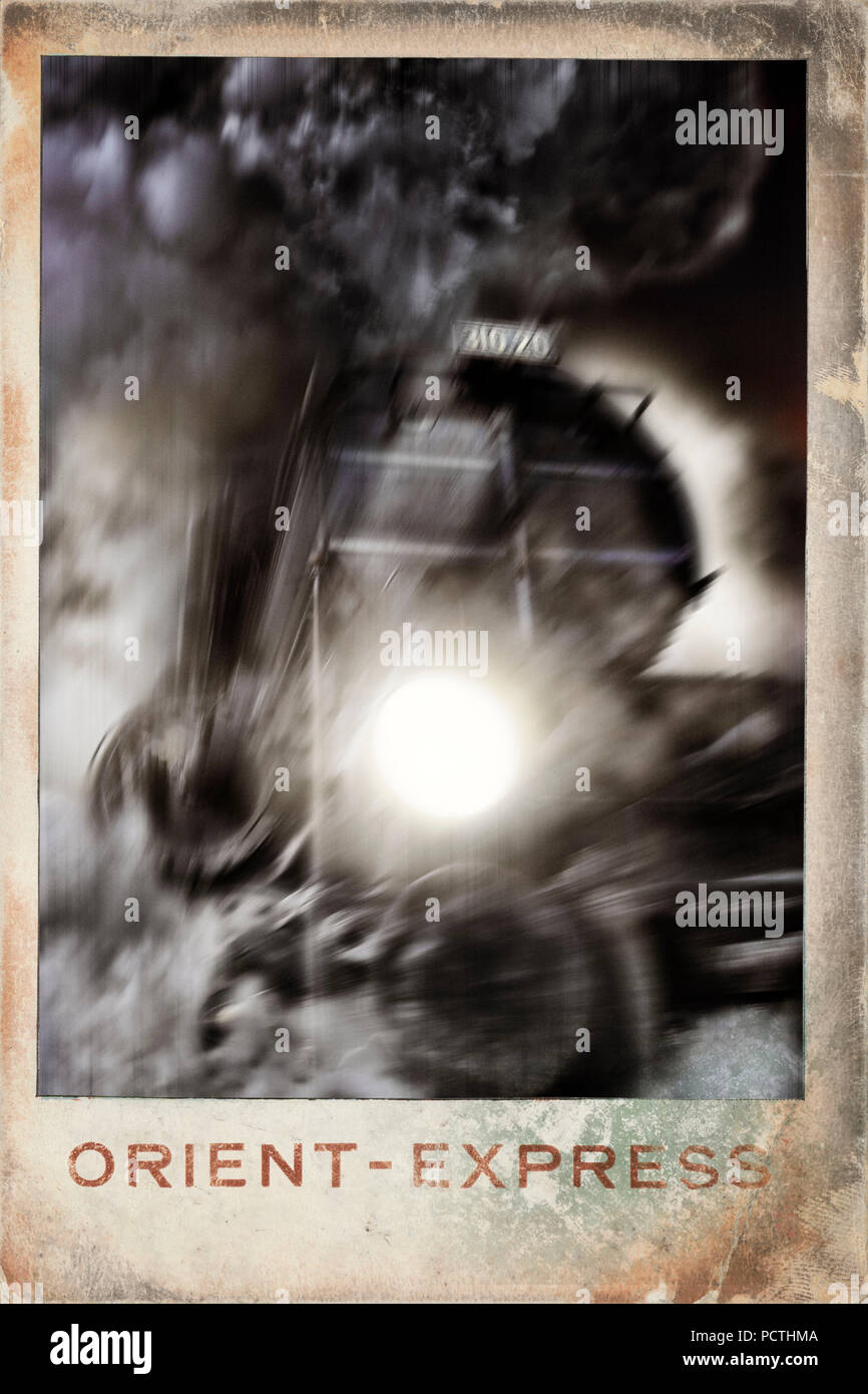 Locomotive, Lamp, Buffer, Smoke, Steam, Blurred Motion, Retouched, [M], Composing, RailArt Stock Photo