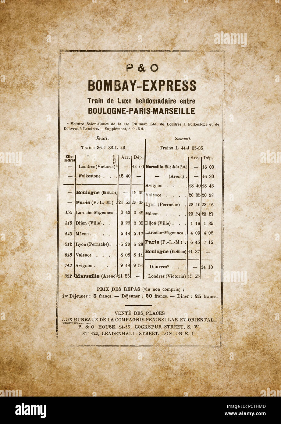 Timetable, Bombay Express, Graphic, [M], RailArt Stock Photo