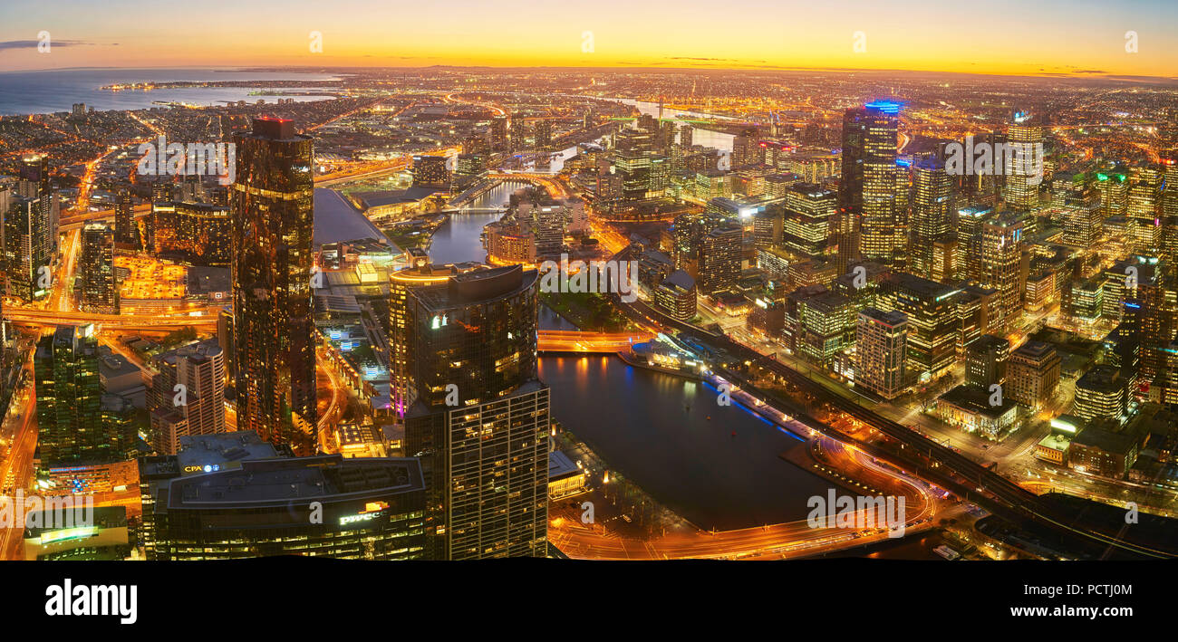 View from the Eureka Tower over the Yarra River and the Rialto Towers, Melbourne, Victoria, Australia, Oceania Stock Photo