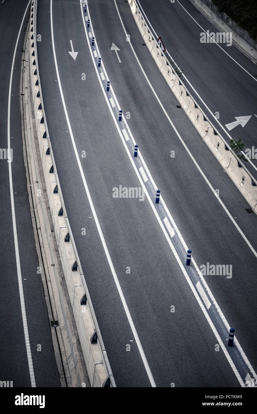 Detail of a modern highway in the metropolitan area of Barcelona in Catalonia Spain Stock Photo