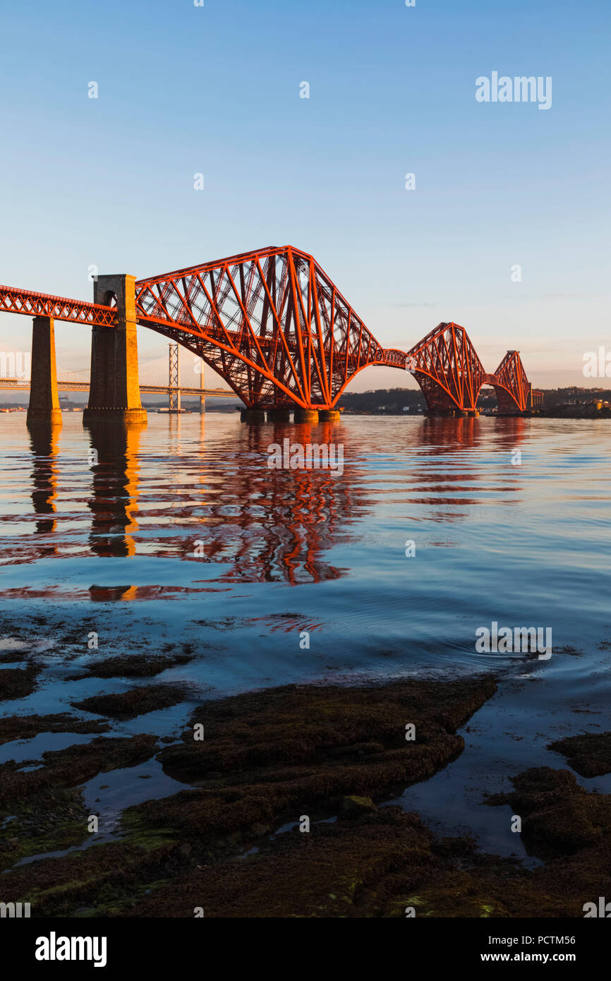 Great Britain, Scotland, Edinburgh, South Queensferry, The Forth Bridge Stock Photo