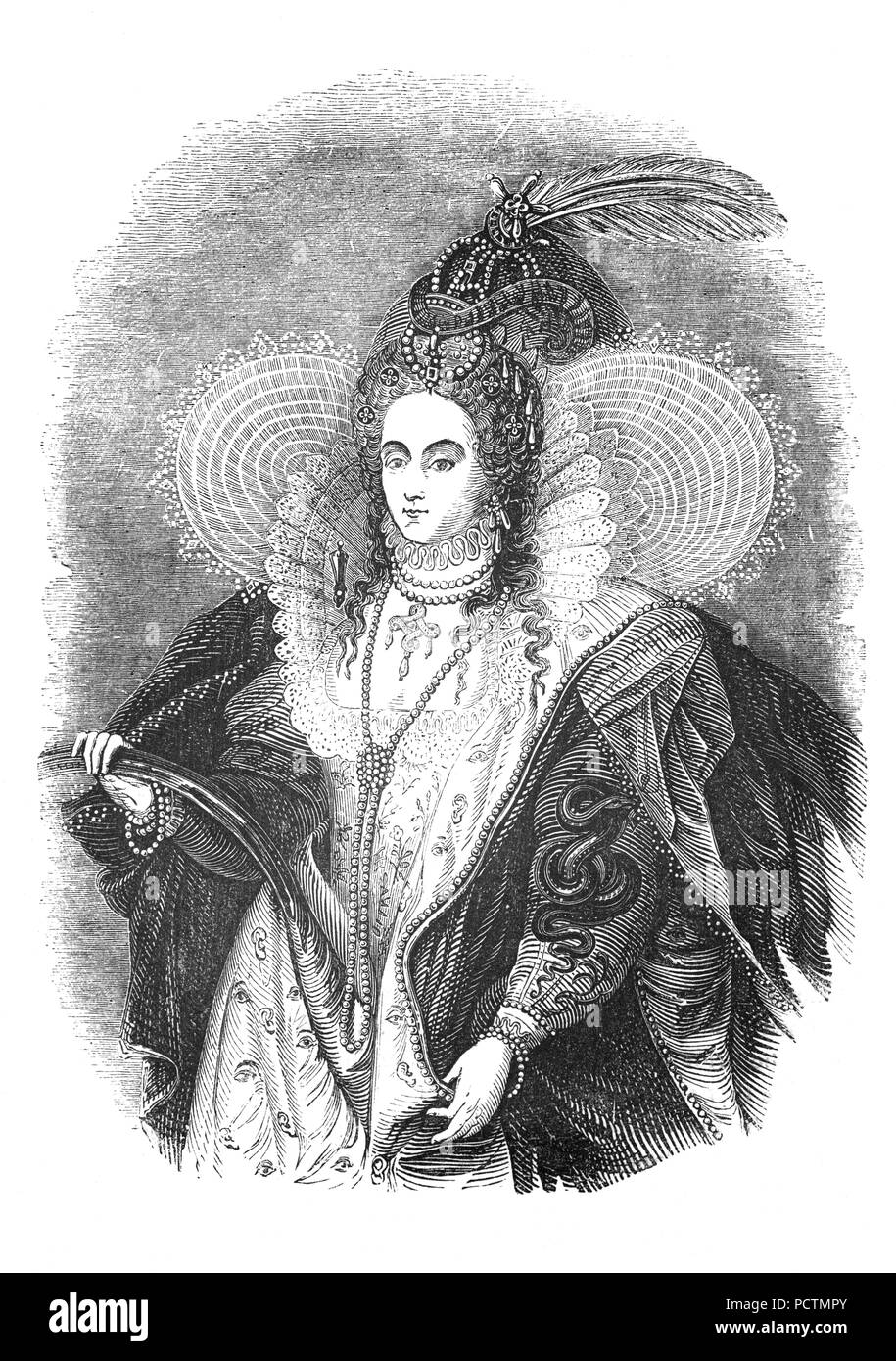 Portrait of Elizabeth I (1533-1603), Queen of England and Ireland from 17 November 1558 until her death on 24 March 1603. Sometimes called The Virgin Queen, Gloriana or Good Queen Bess, Elizabeth was the last monarch of the House of Tudor. Stock Photo