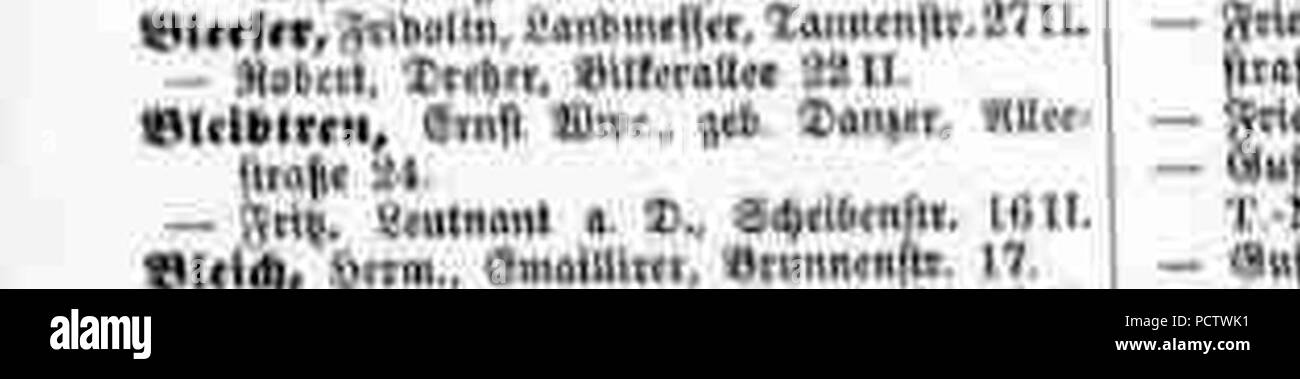 Alleenstraße 24 (Adressbuch der Stadt Düsseldorf für das Jahr 1900 Erster Theil. S. 35). Stock Photo