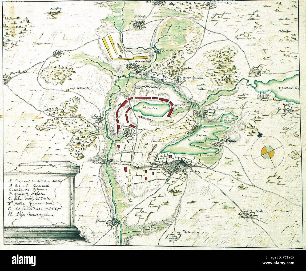Alliierte und Dänische Armeen Juli 1700 Segeberg. Stock Photo