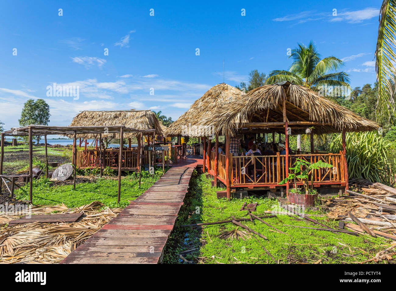 Bar Indio, souvenir shop and restaurant with jetty, Cuba, Republic of Cuba, Greater Antilles, Caribbean, Atlantic Stock Photo