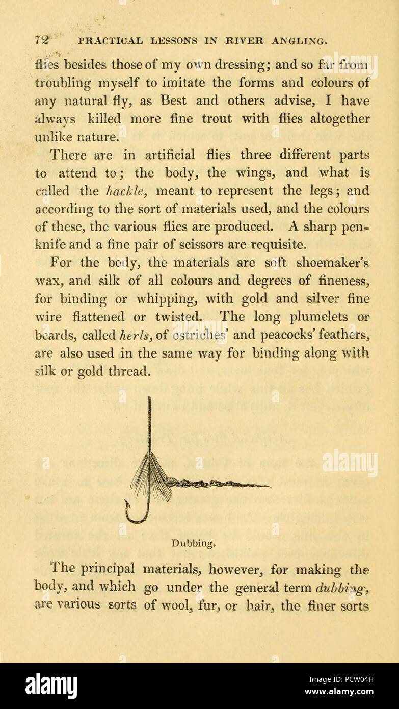 Alphabet of scientific angling for the use of beginners (Page 72, Figure- Dubbing) Stock Photo