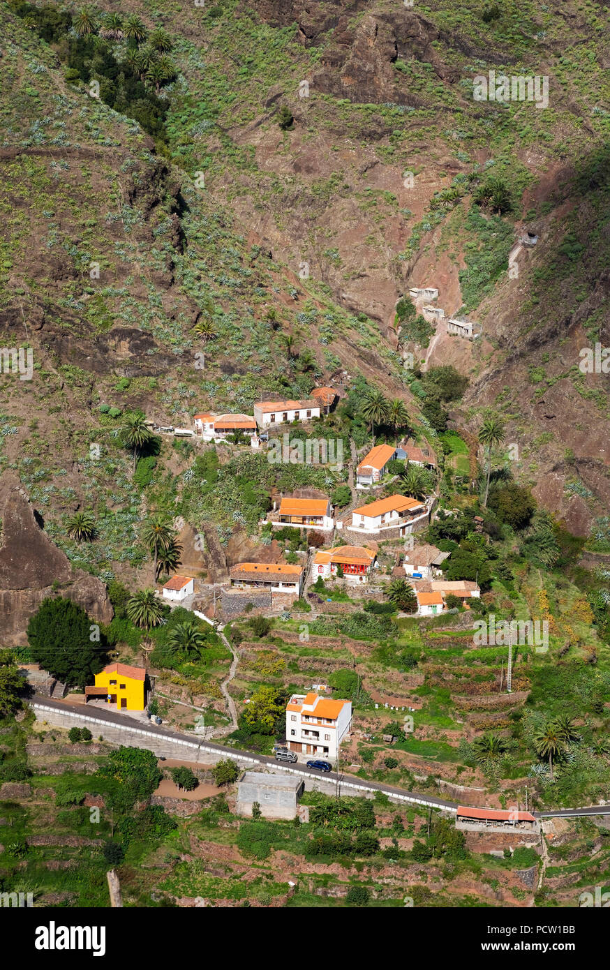 La Laja village, Barranco de las Lajas, San Sebastian, La Gomera, Canary Islands, Canaries, Spain Stock Photo