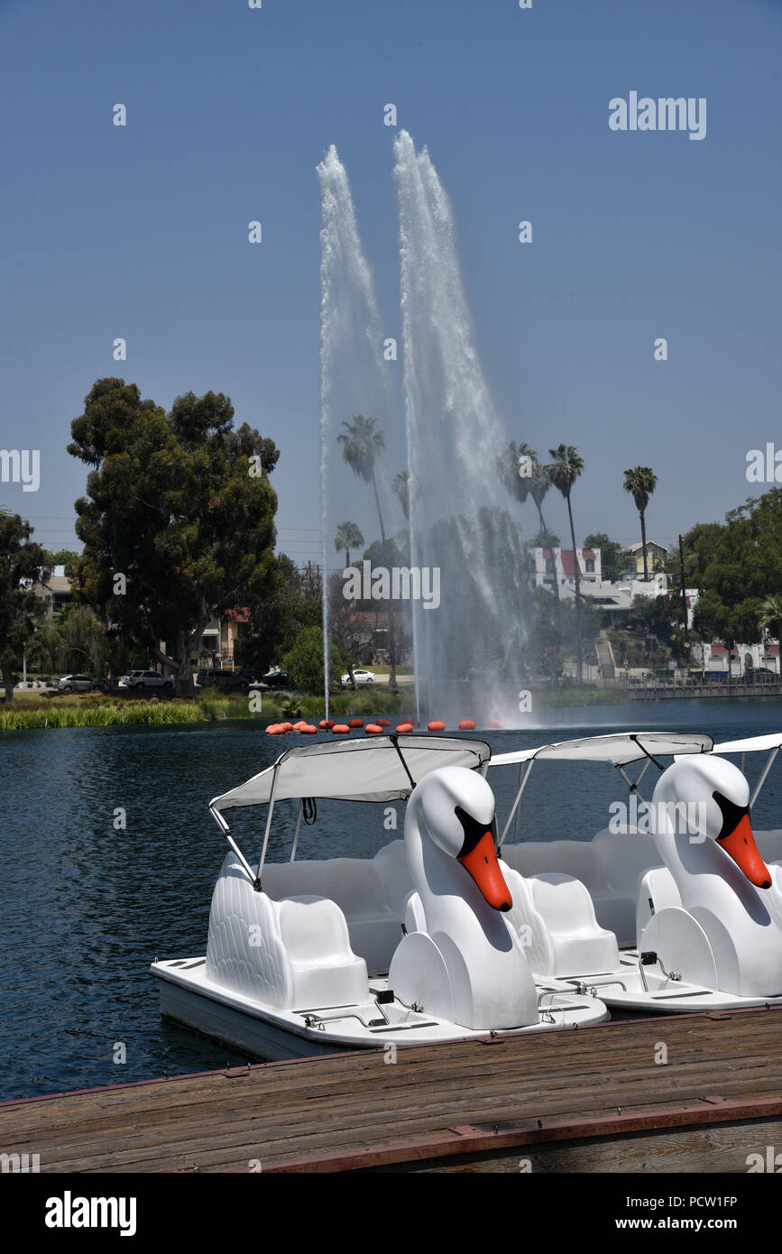 Paddle boats at Echo Park Lake in Los Angeles Stock Photo Alamy