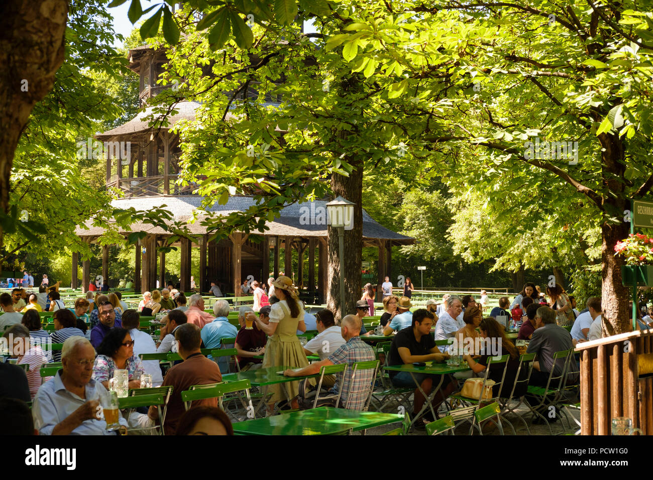 Beer garden Chinese tower, Englischer Garten, Munich, Upper Bavaria