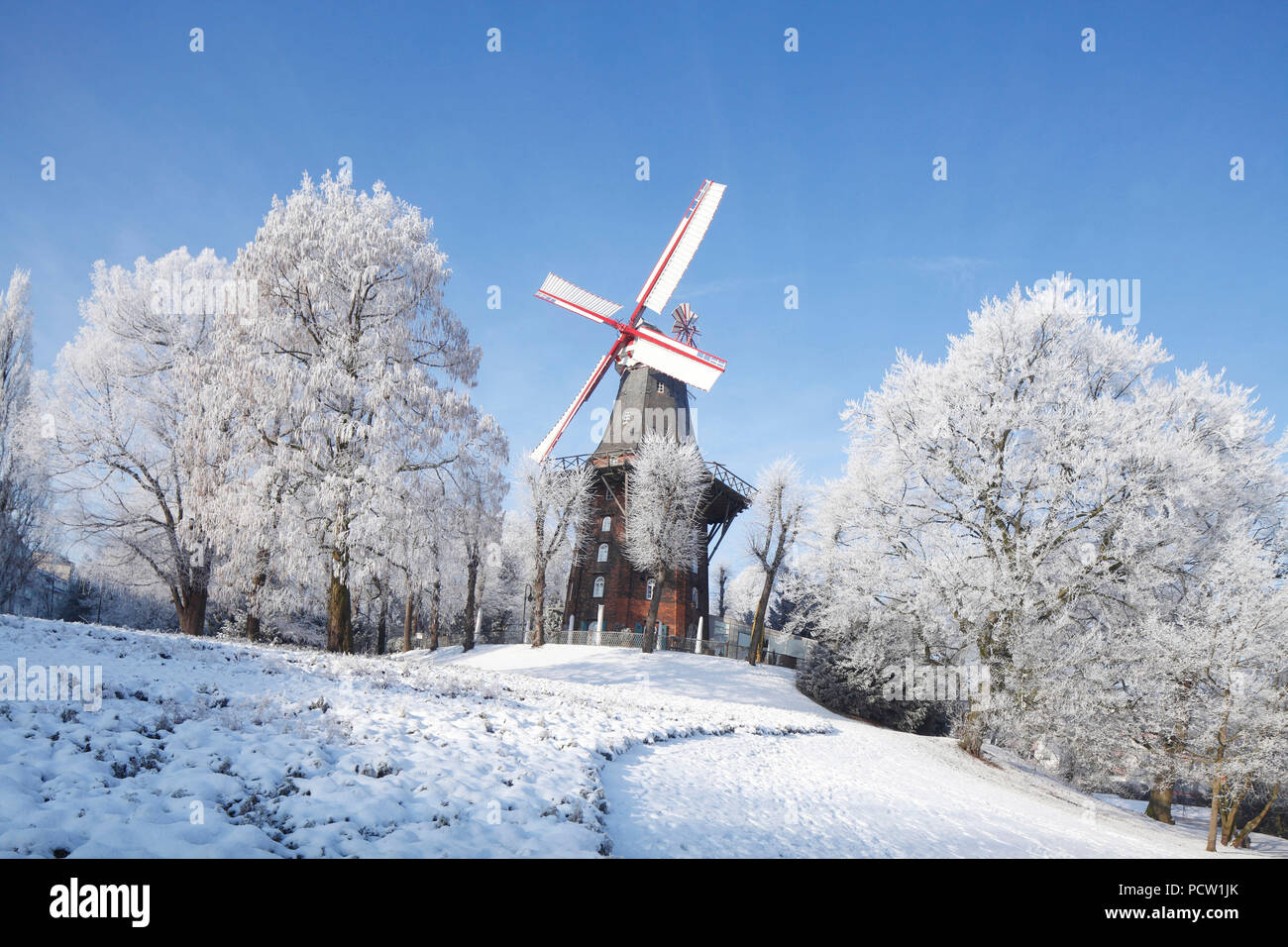 Bremen wallmuhle with snow in the ramparts at dusk hires stock photography and images Alamy