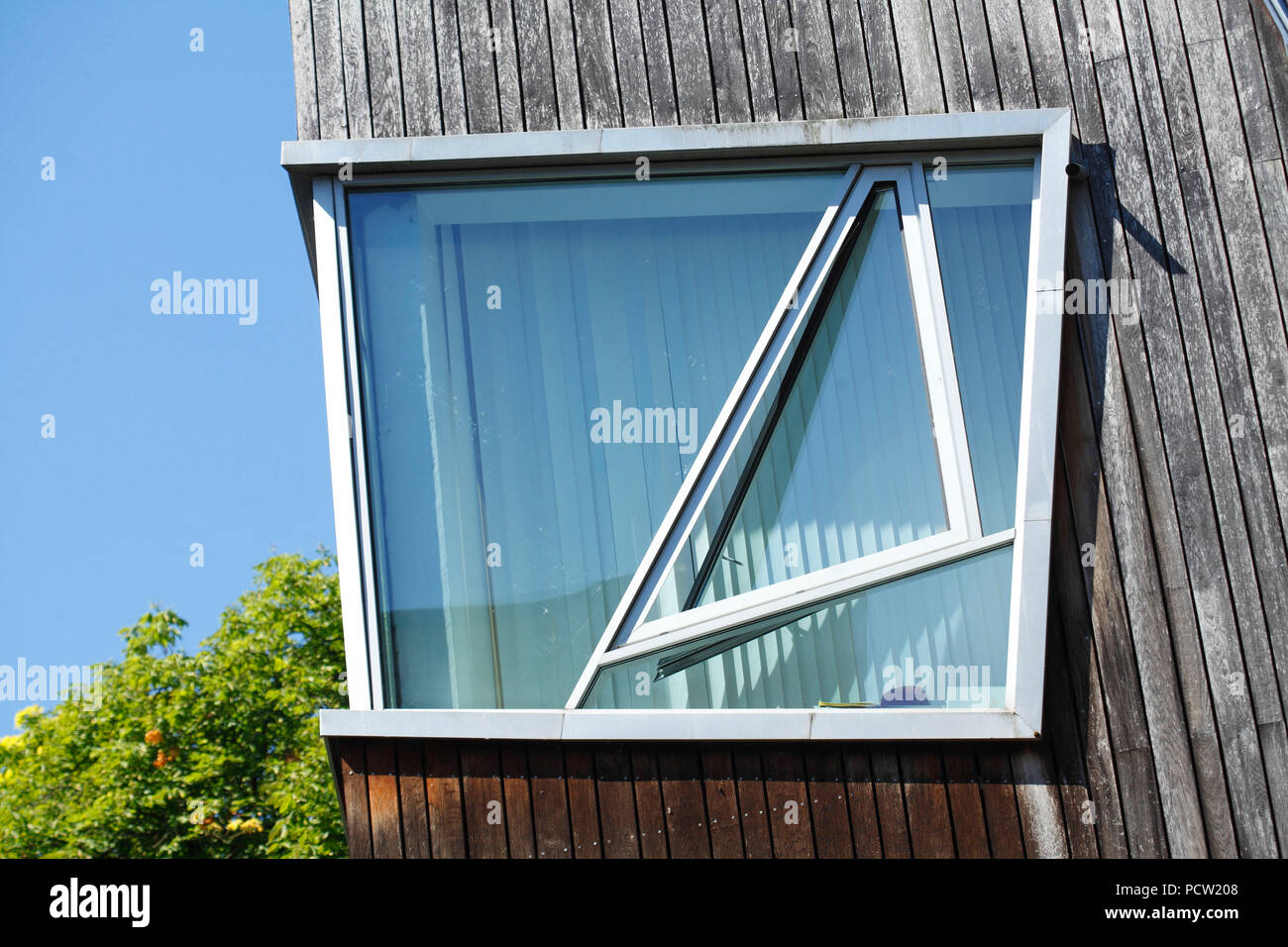 Window at Felix Nussbaum House, art museum, Osnabrück, Lower Saxony, Osnabrück, Germany, Europe Stock Photo