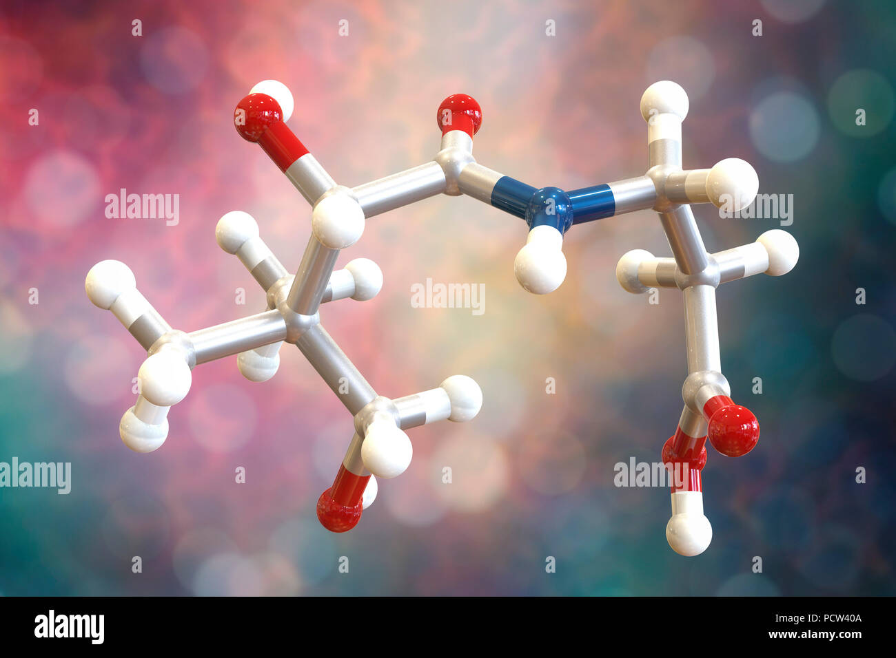 Vitamin B5 (pantothenic acid), molecular model. This vitamin is
