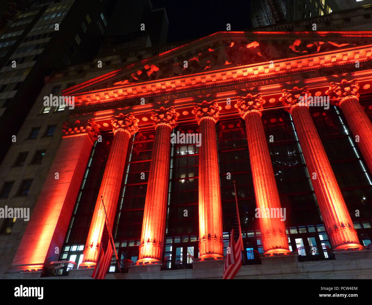 The New York Stock Exchange is an American stock exchange located at 11 Wall Street, Lower Manhattan, New York City, New York Stock Photo