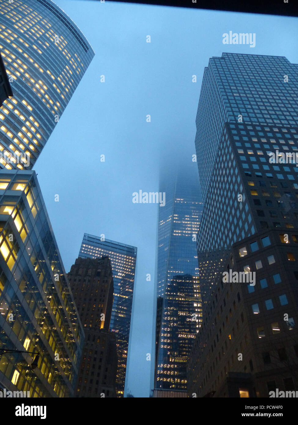 World Financial Center in fog Stock Photo