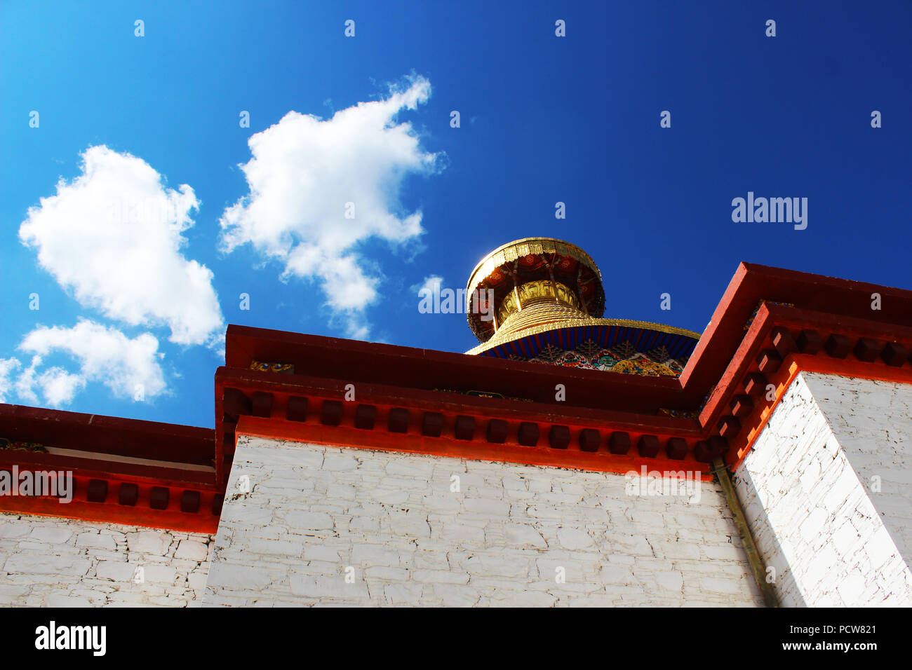 A beautiful Tibetan temple in Tibet. Stock Photo