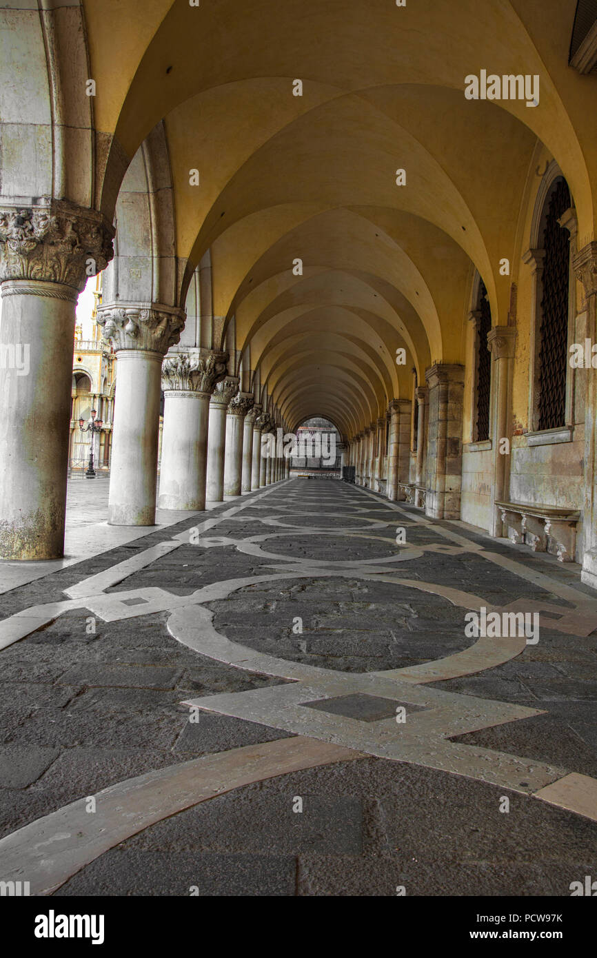 Corridor along the Doges Palace in Venice, Italy Stock Photo