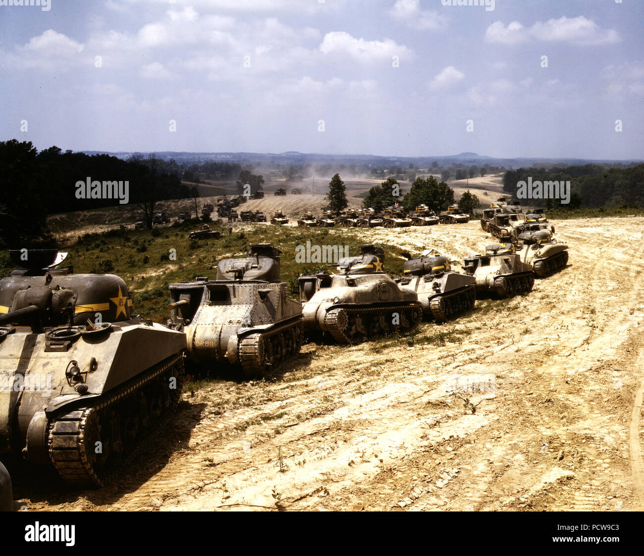 M-4 tank line, Ft. Knox, Ky. - June 1942 Stock Photo