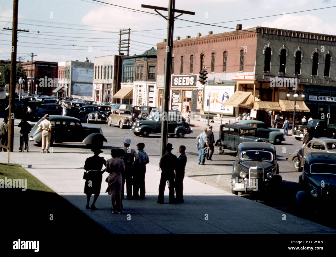 Nebraska feed and seed store - Photo shows a 1935 Ford parked in the  sunlight, facing the camera. Lincoln Nebraska ca 1942 Stock Photo - Alamy