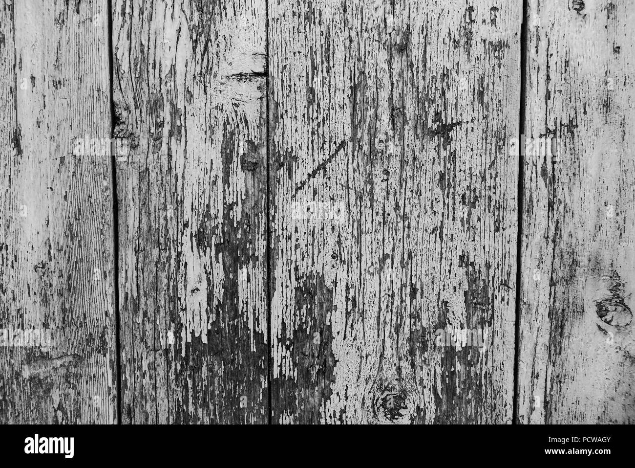 Old wooden wall as background or wallpaper. Black and white image. Stock Photo