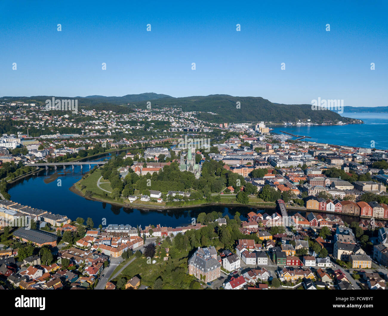 Aerial view of Trondheim, Norway Stock Photo
