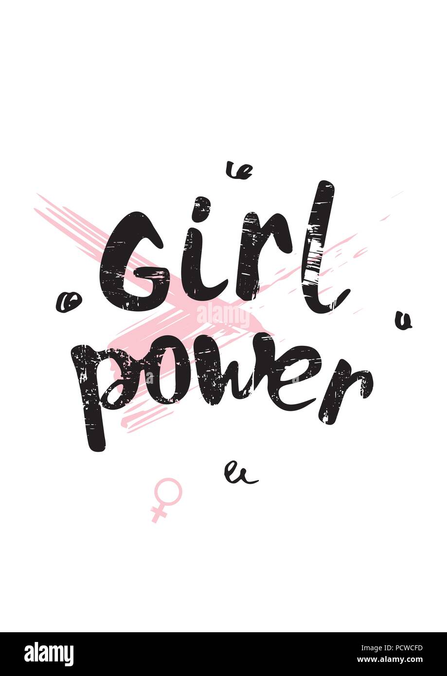 Girl Power quote on decorative background. Handwritten textured