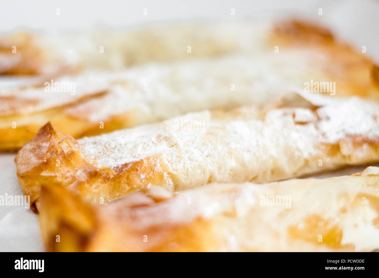 Traditional portuguese sweet pastry from Sintra called travesseiro, Portugal Stock Photo