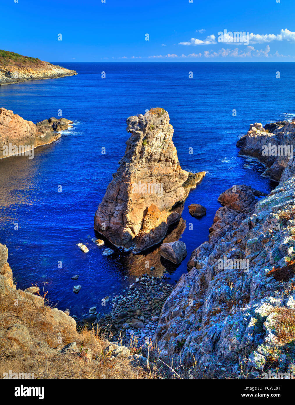 Beautiful landscape on rocky shore Stock Photo - Alamy