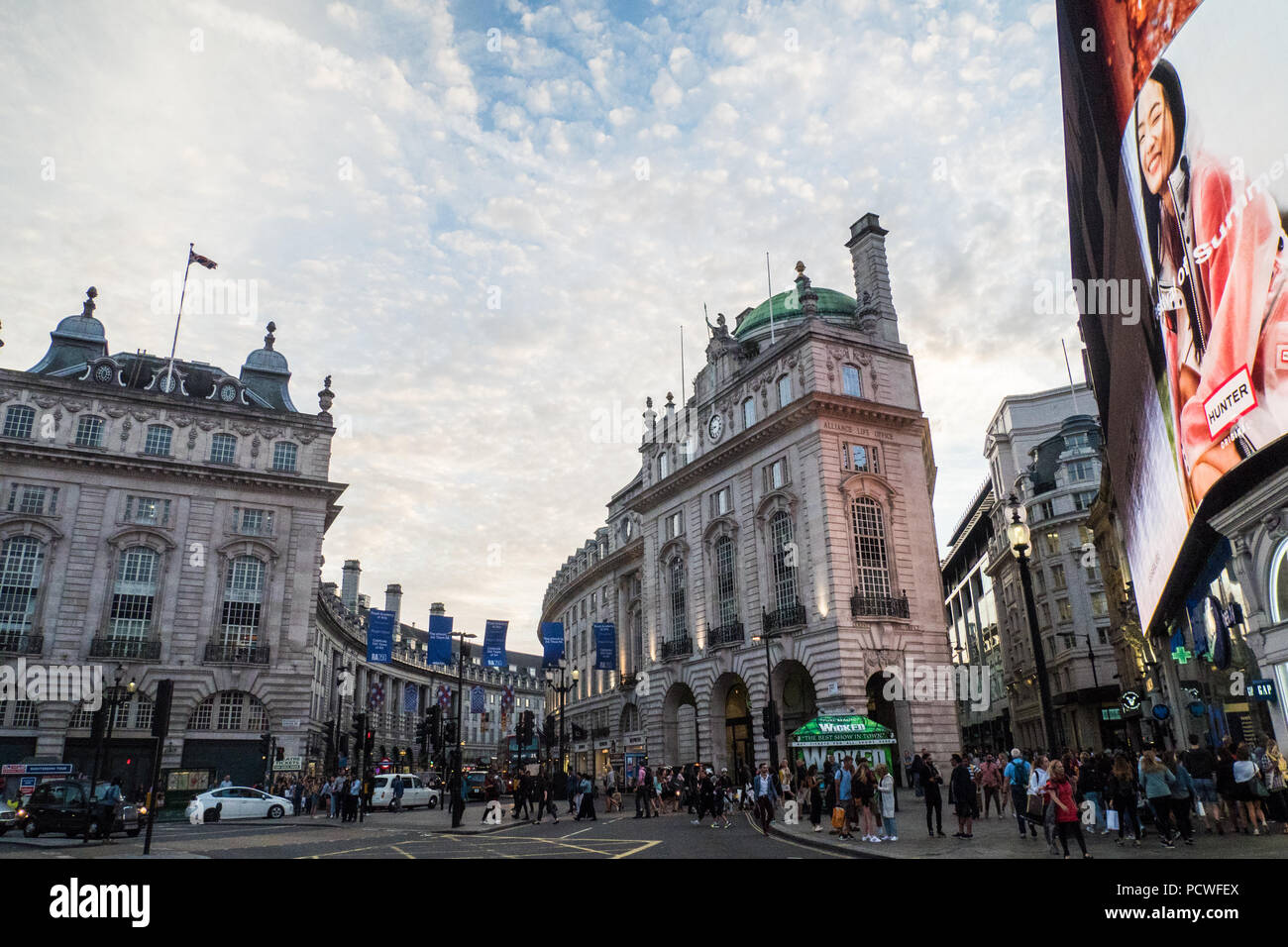 Piccadilly Circus, famous for its Stock Photo