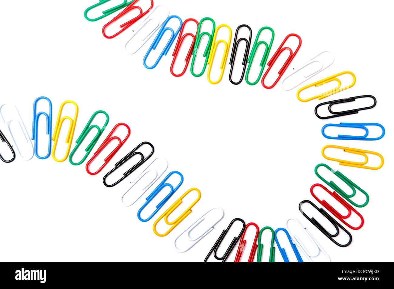 Curves or road made with colorful paper clips Stock Photo