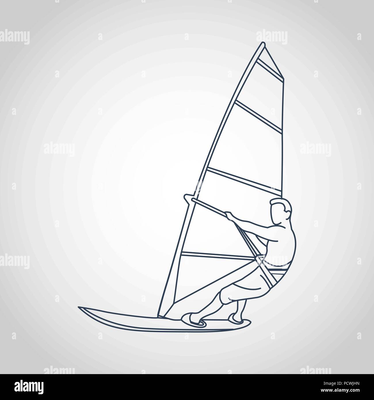 Man windsurfing vector illustration Stock Vector