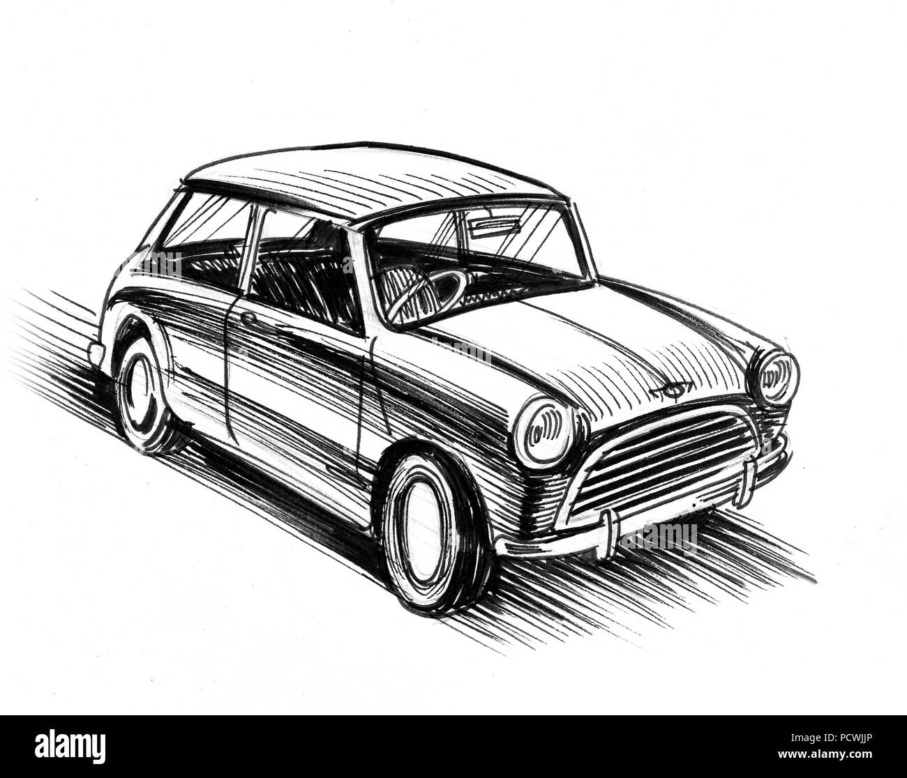 Old car drawing Black and White Stock Photos & Images - Alamy