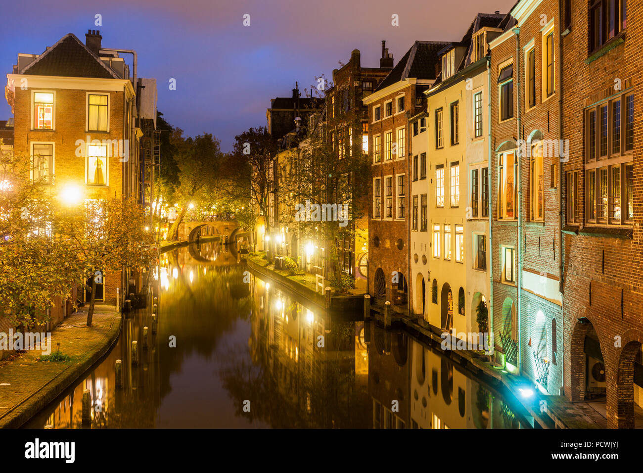 Utrecht architecture along the canal. Utrecht, South Holland, Netherlands. Stock Photo