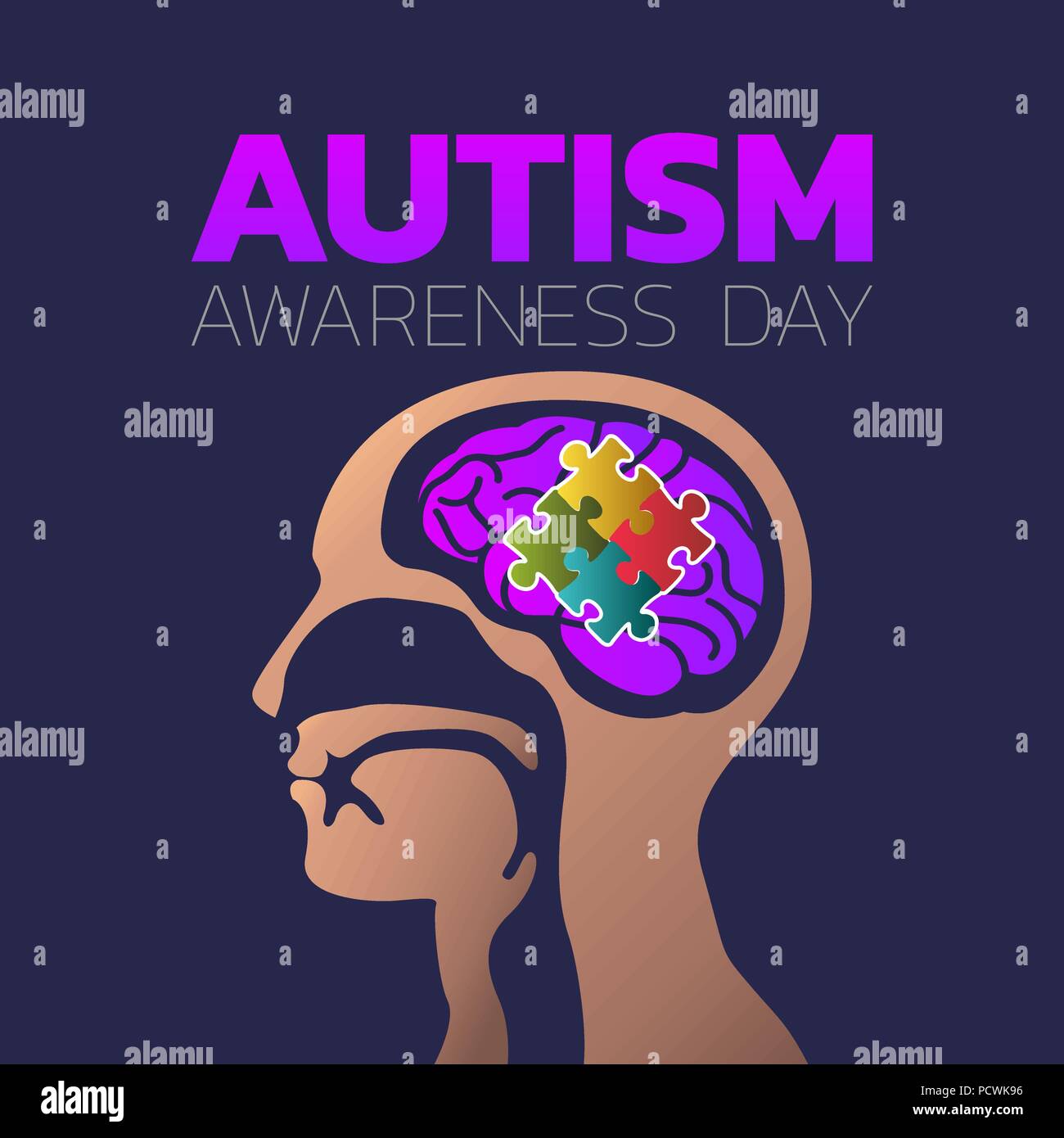 Autism Awareness Day icon design, medical logo. Vector illustration Stock Vector
