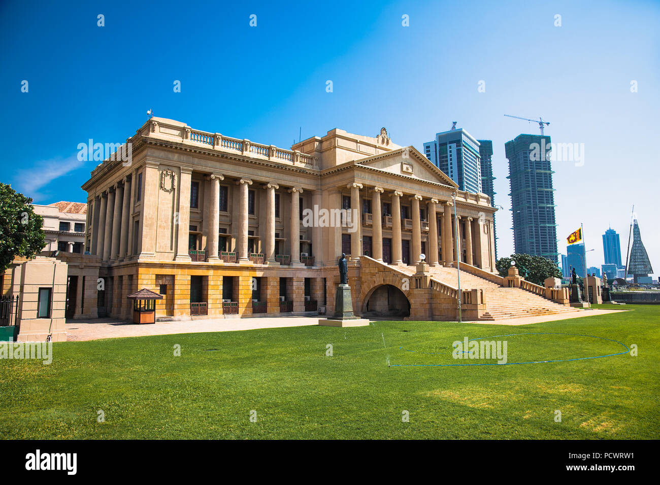 COLOMBO, SRI LANKA - DEC 24, 2016: Building of Old Parliament (Secretariat of the president Sri Lanka) on Dec 24, 2016 in the suny day. Sri Lanka . Co Stock Photo