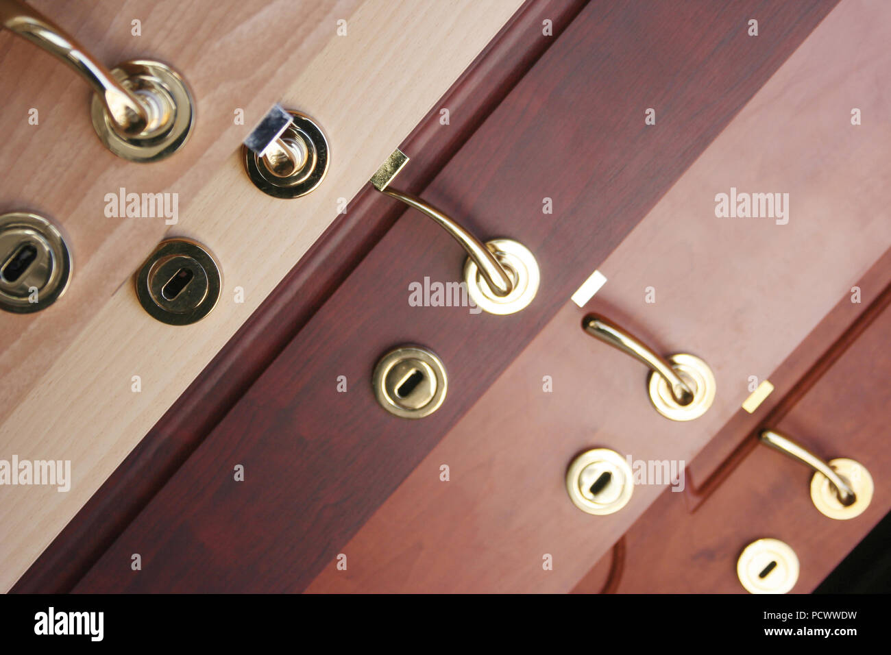 Wooden interior door with handle Stock Photo - Alamy