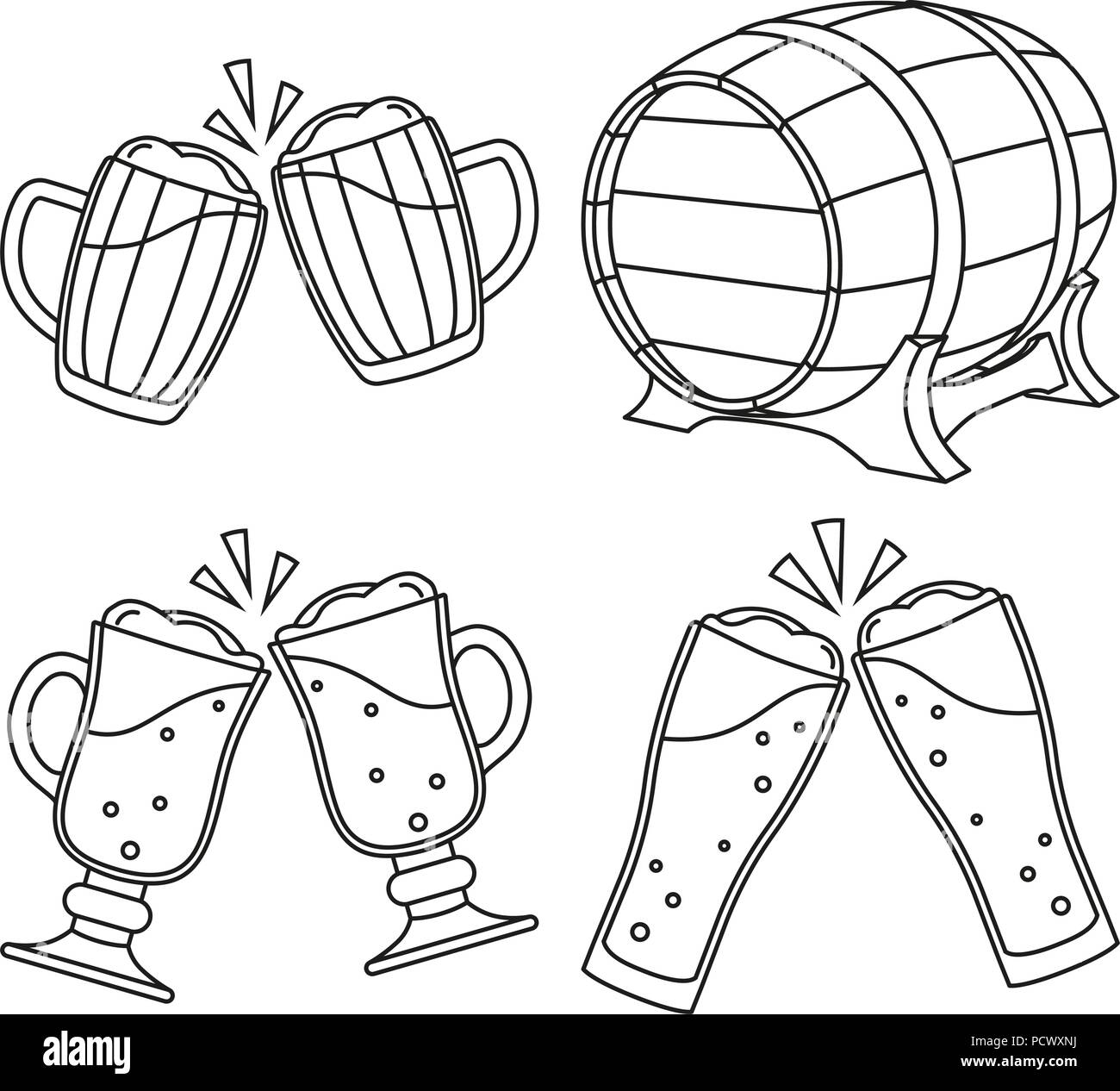 Line art black and white draft beer set Stock Vector Image & Art Alamy